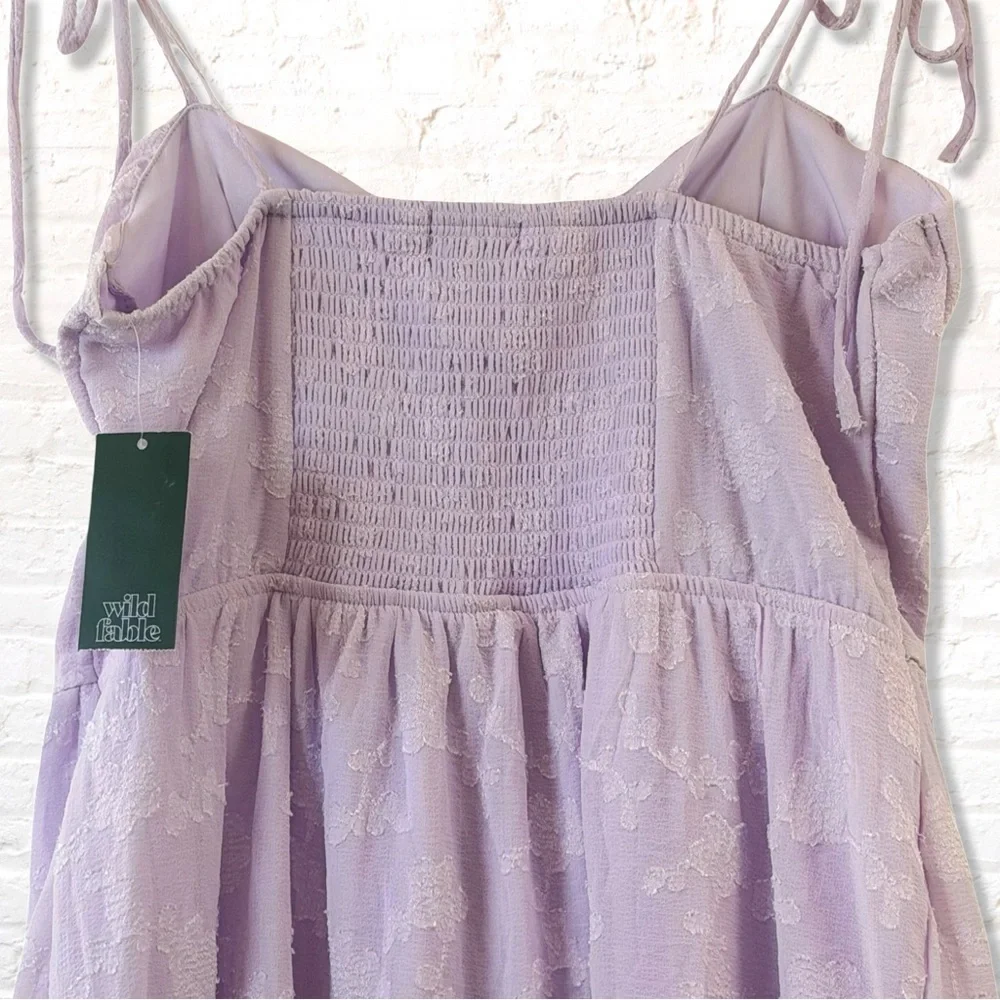 Wild Fable Violet Sleeveless Embossed Lace Floral Fit & Flare Mini Dress Large